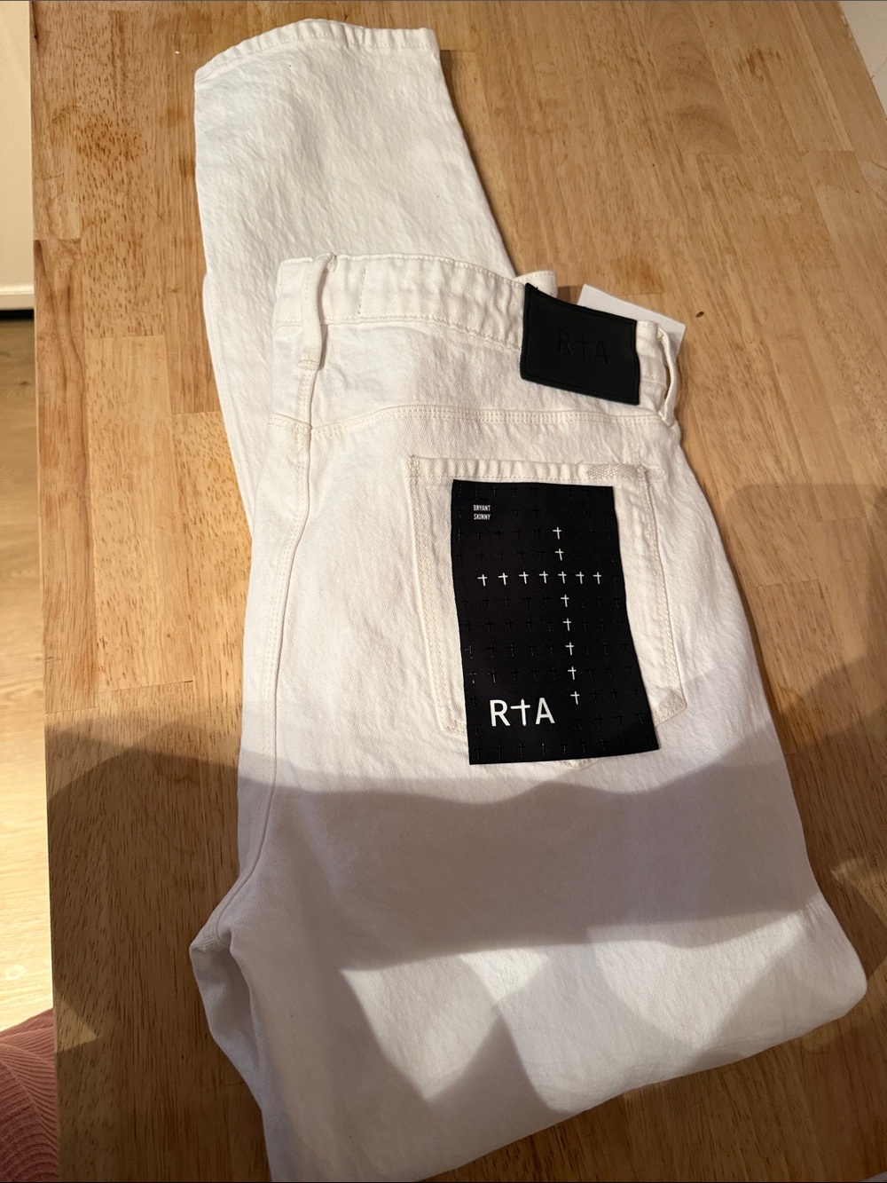 Brand New RtA White Slim Straight Men's Jeans with Black Back Patch